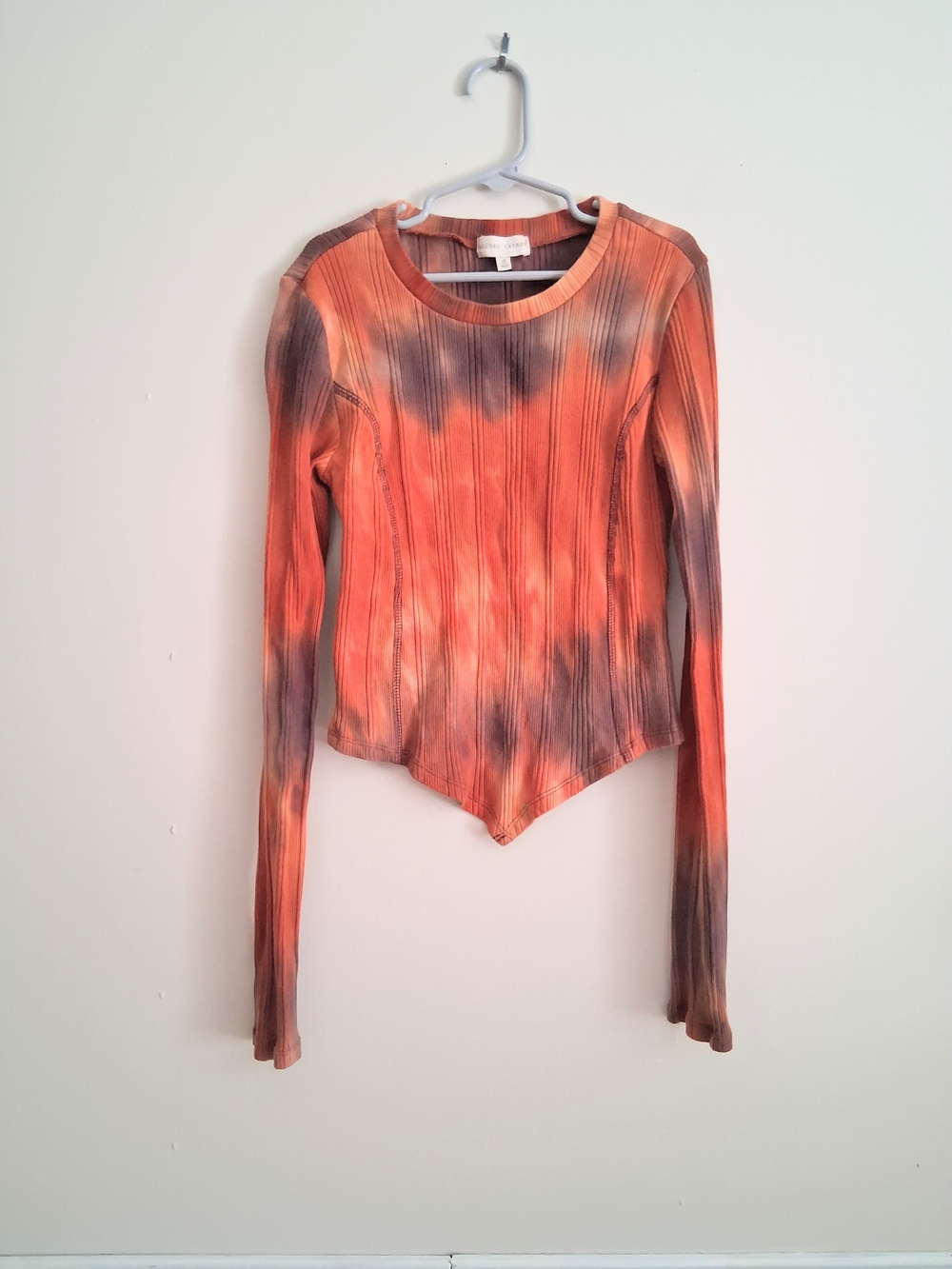 Gilded Intent Long Sleeve V-front Hem Shirt Cotton Blend Women's Small Tie Dye